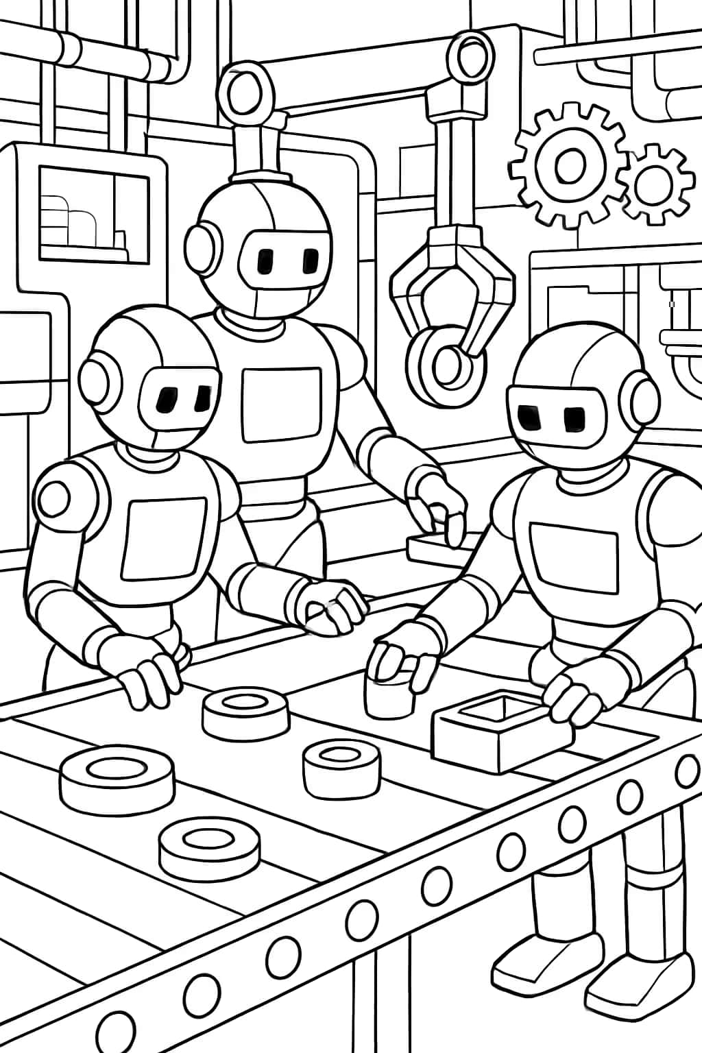 Robot Coloring Pages - Factory Workers Printable