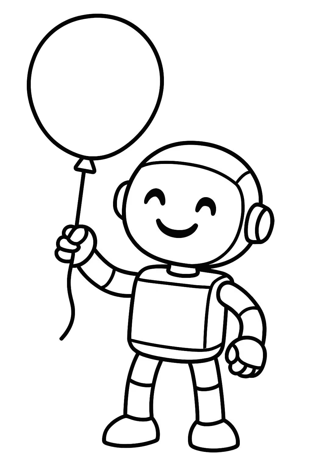 Robot Coloring Pages – Robot with Balloon Coloring Page for Toddlers