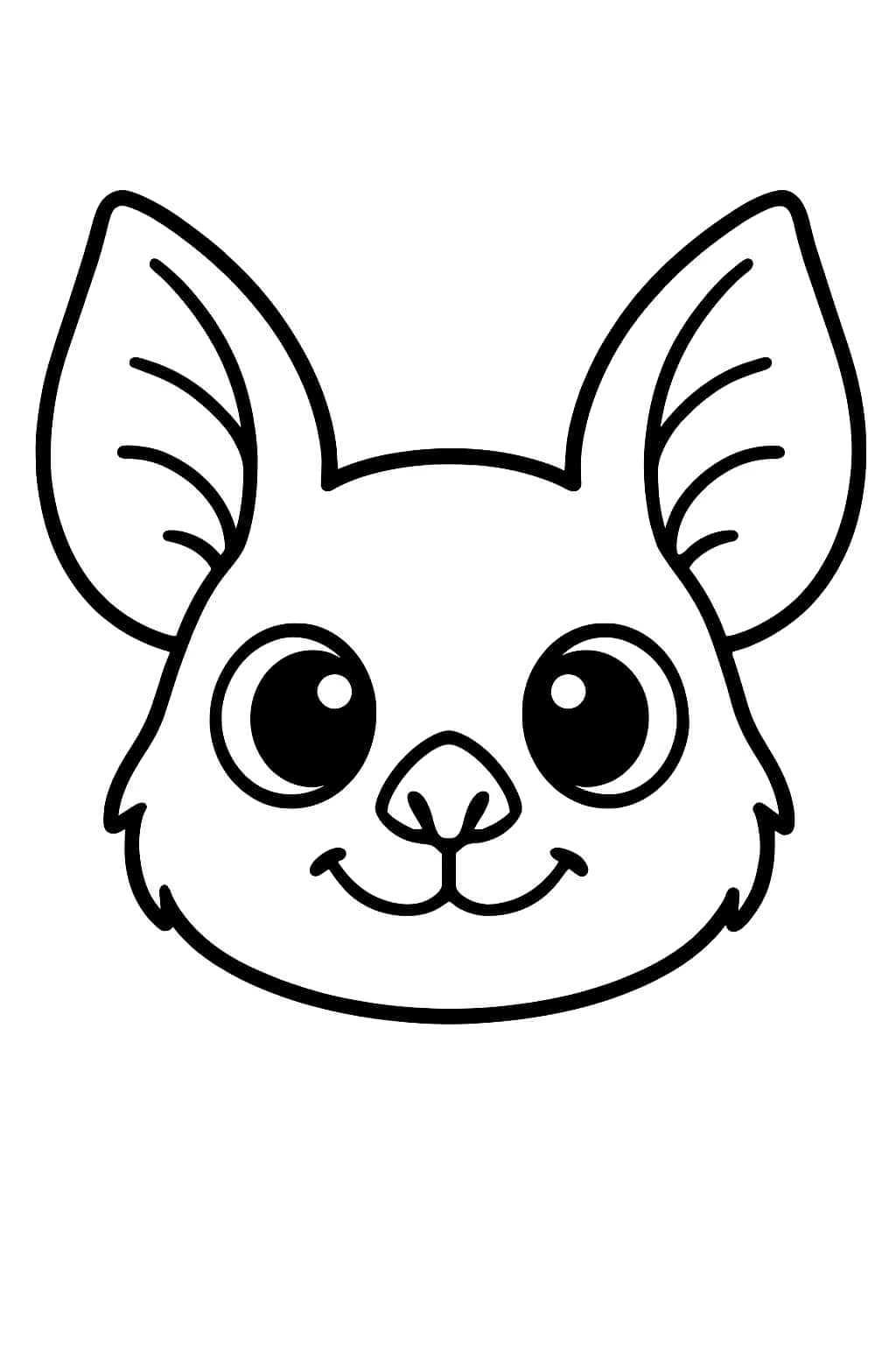 Páginas para colorear de murciélagos - Carita de murciélago adorable