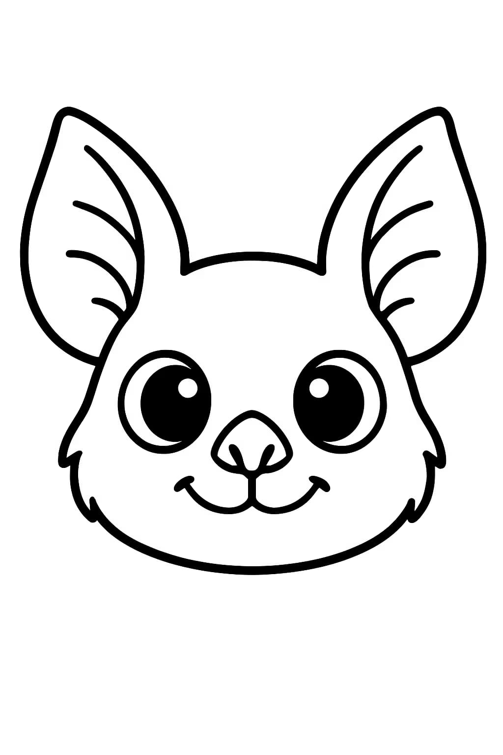 Páginas para colorear de murciélagos - Carita de murciélago adorable
