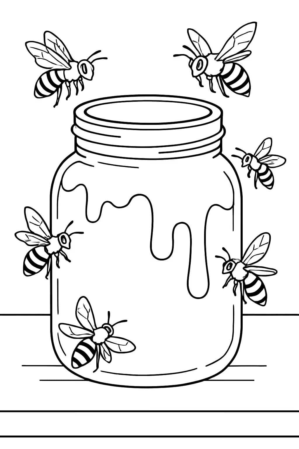 蜜蜂涂色頁:蜂蜜罐與蜜蜂