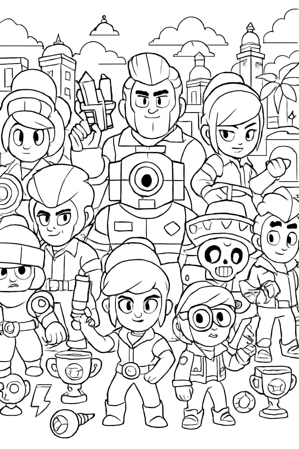 Brawl Stars 涂色頁|全角色陣容線稿