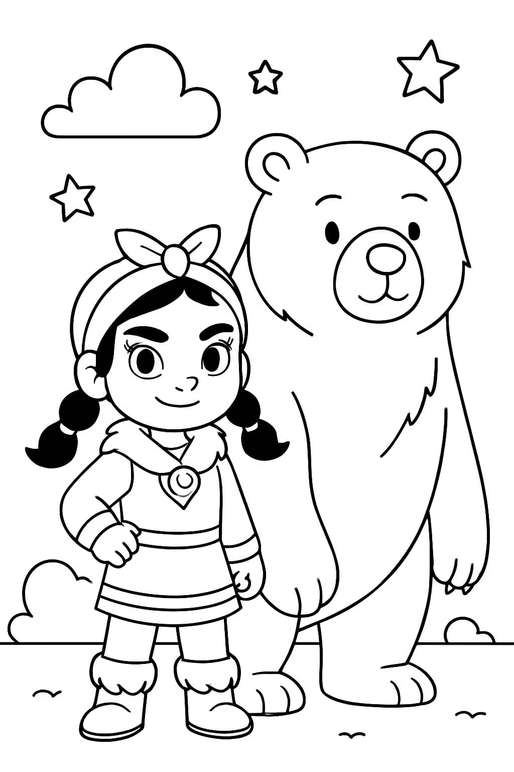 Brawl Stars 涂色頁:Nita 與熊可愛主題