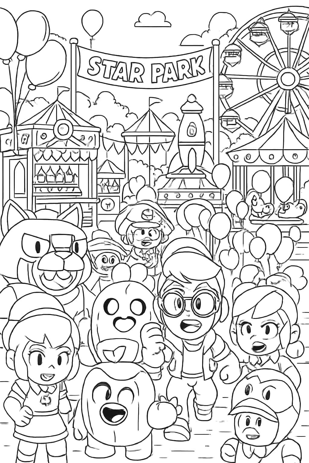Brawl Stars 涂色頁 - Star Park 嘉年華場景