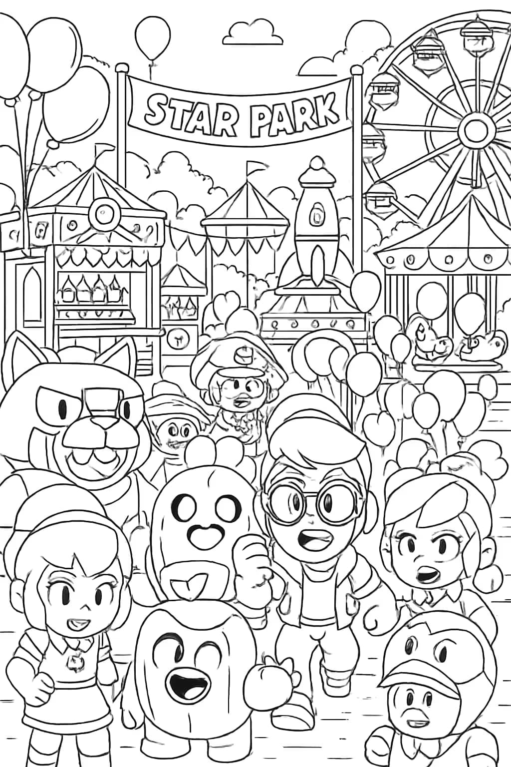 Brawl Stars 涂色頁 - Star Park 嘉年華場景