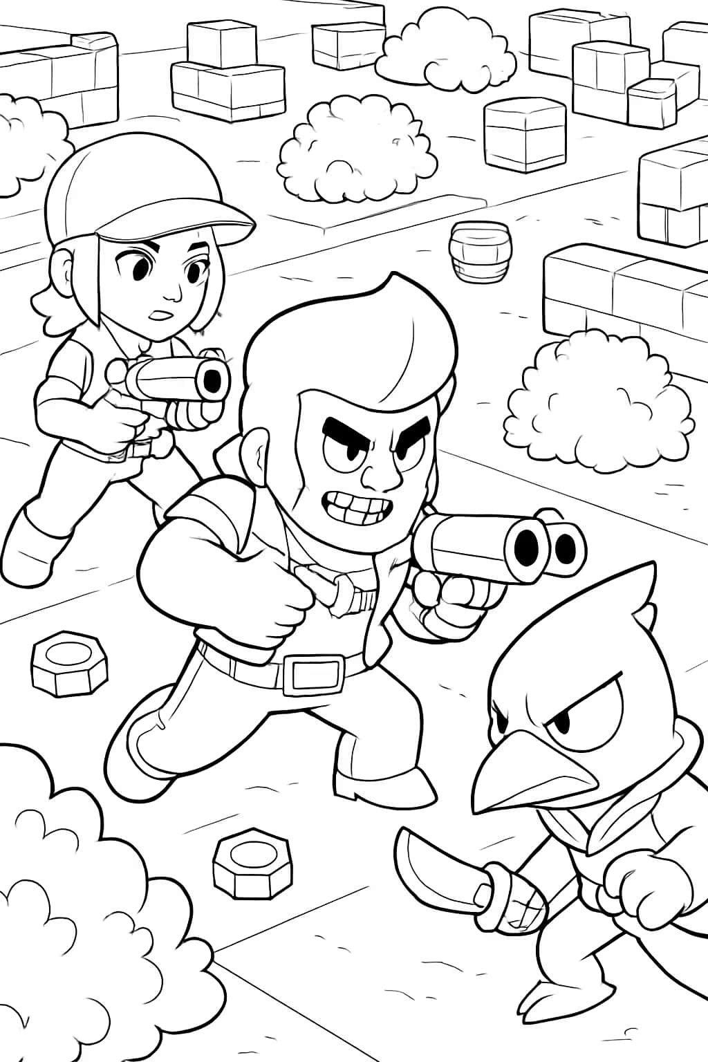 Brawl Stars 涂色頁|超級勇者對戰場景