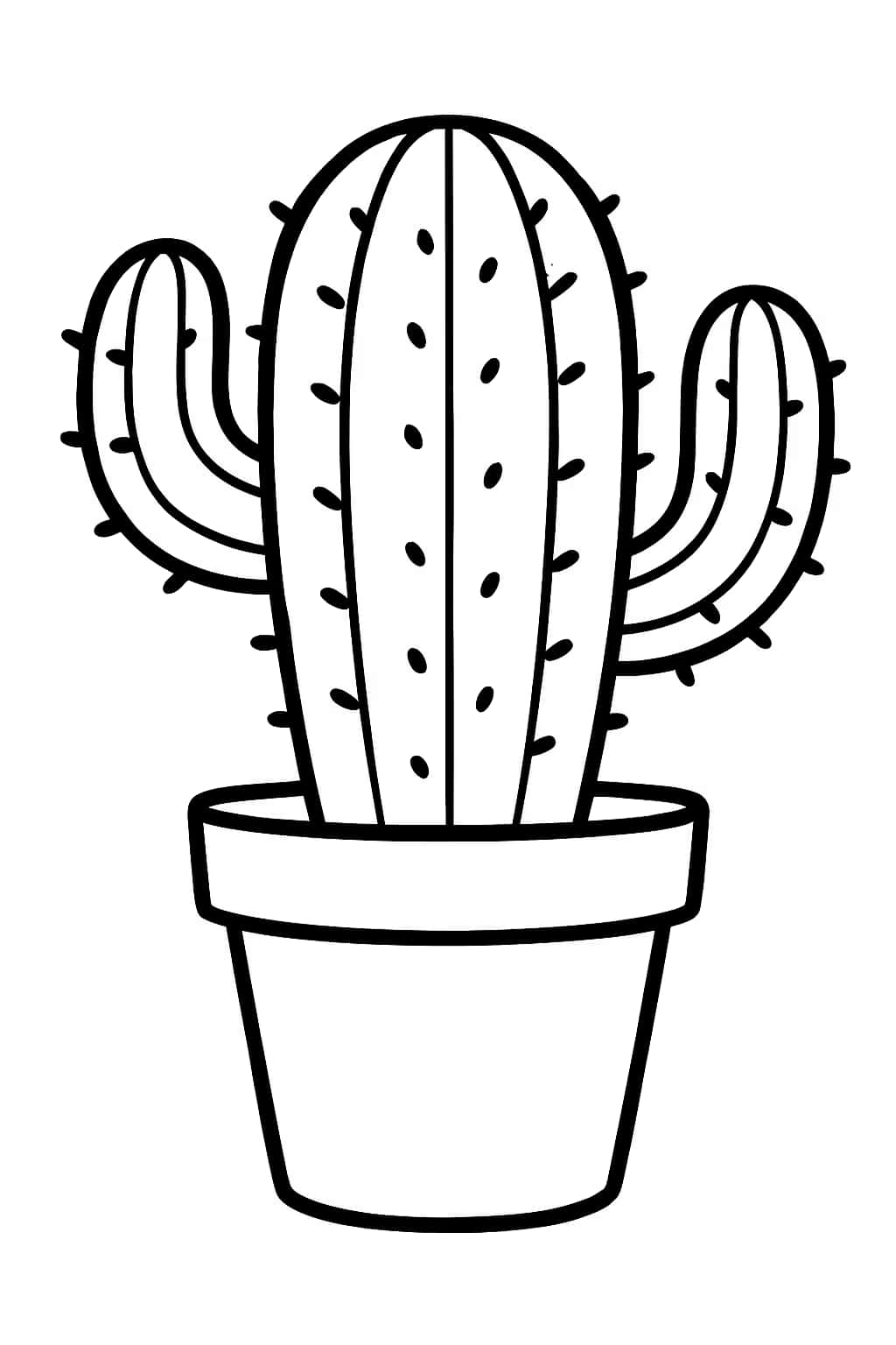 Cactus Coloring Pages - Cute Cactus in a Pot for Toddlers