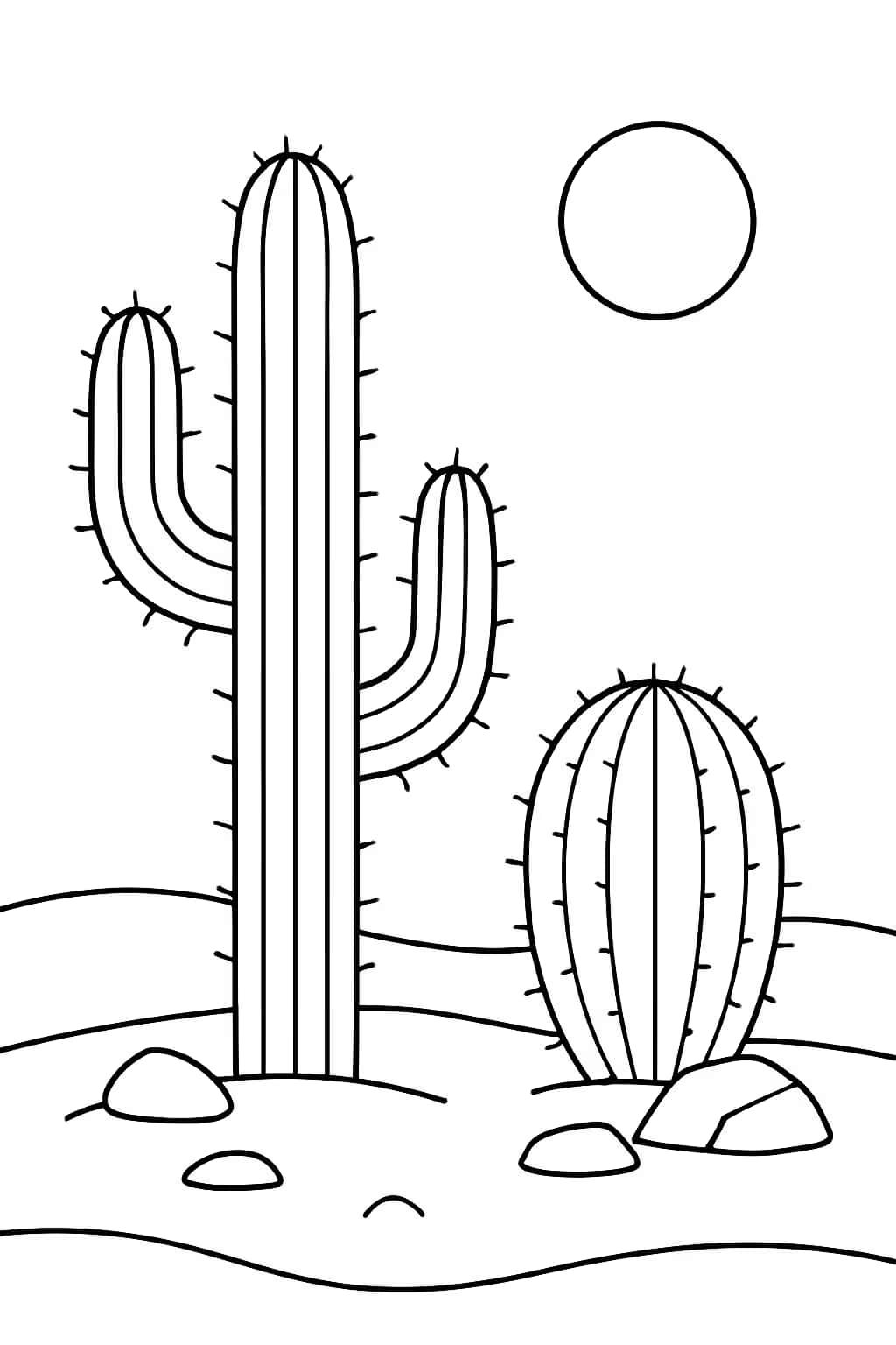 Cactus Coloring Pages - Desert Cactus Pair