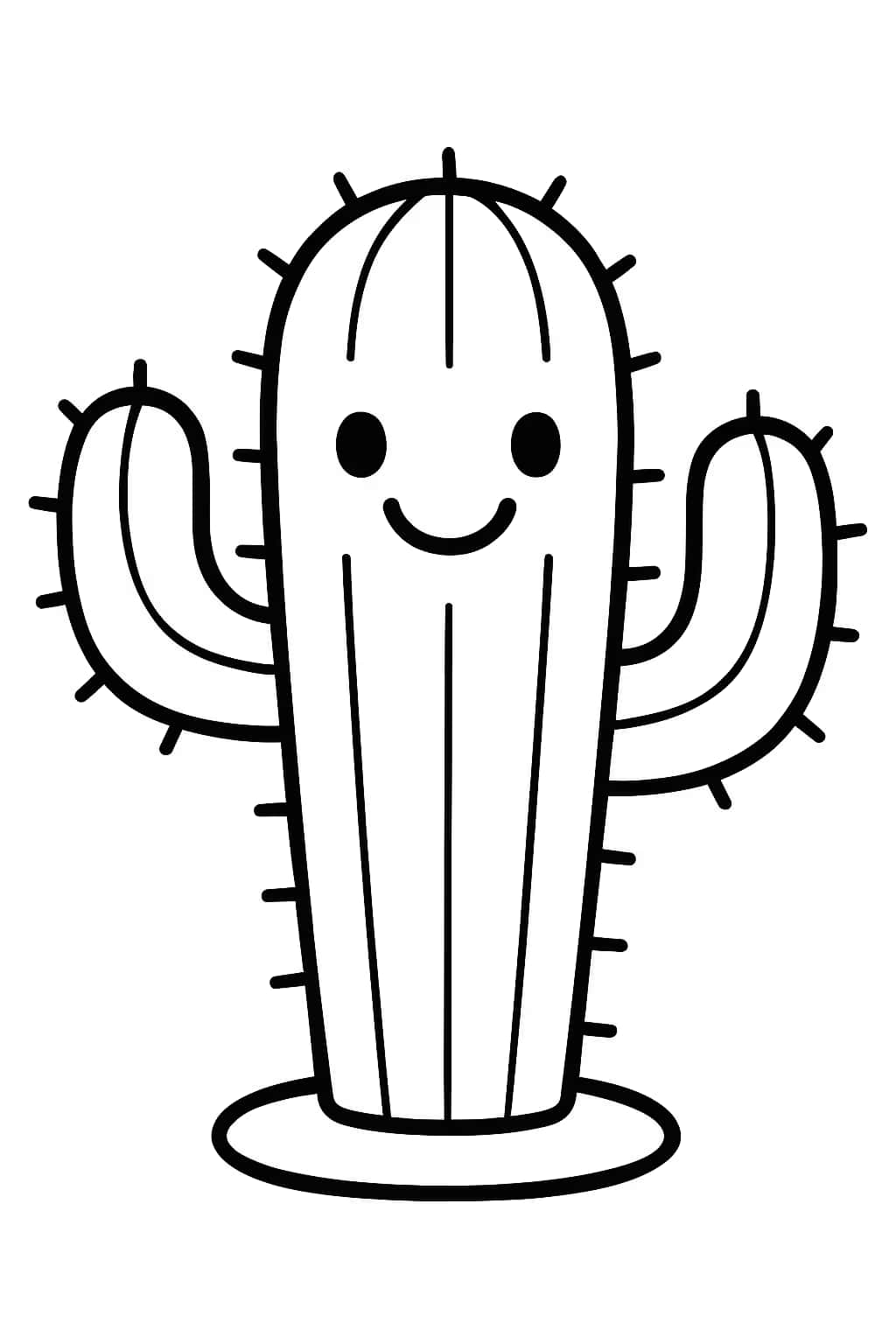 Cactus Coloring Pages - Smiling Cactus for Toddlers