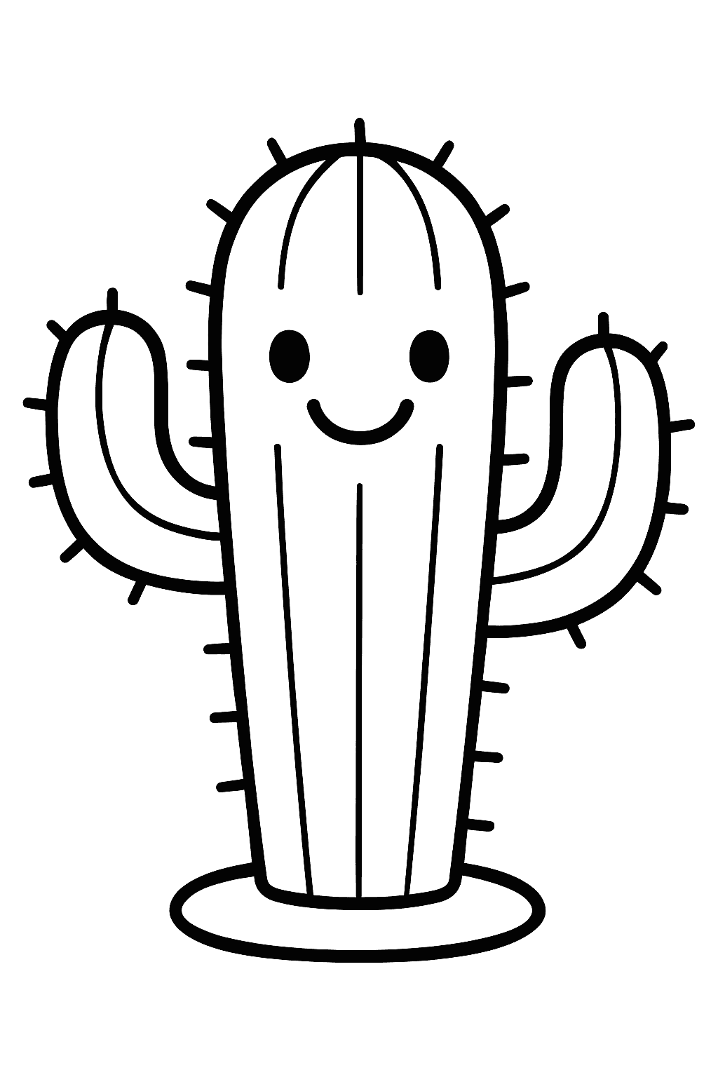 Cactus Coloring Pages - Smiling Cactus for Toddlers