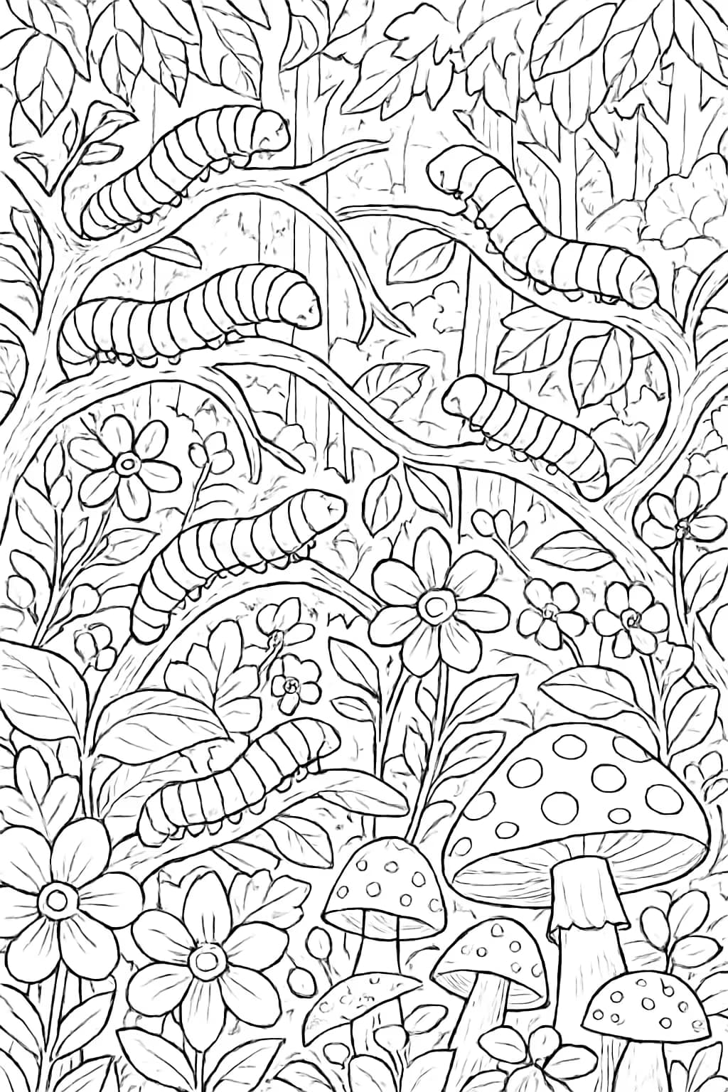 Fantasy Caterpillar Coloring Pages for Adults