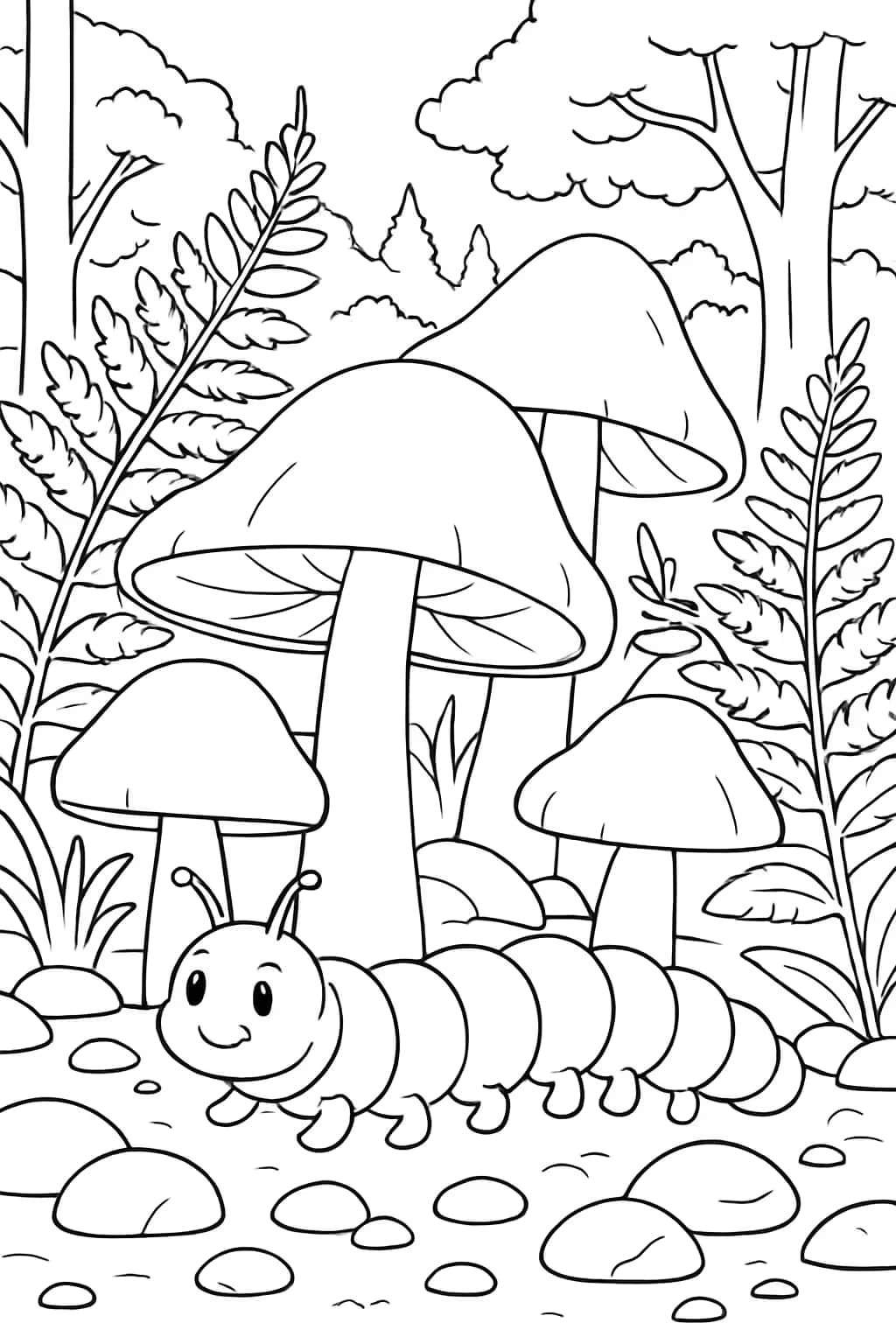 Caterpillar Coloring Pages | Forest Caterpillar Adventure for Teens