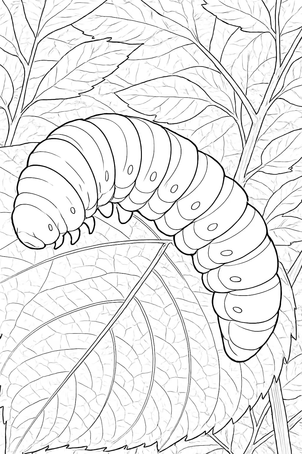 Caterpillar Coloring Pages – Macro Close-up for Adults