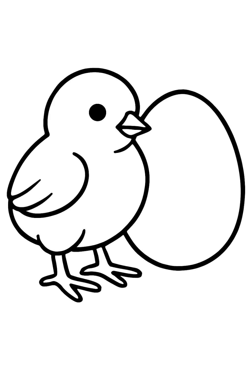 Chicken Coloring Pages - Simple Chick and Egg Coloring Page