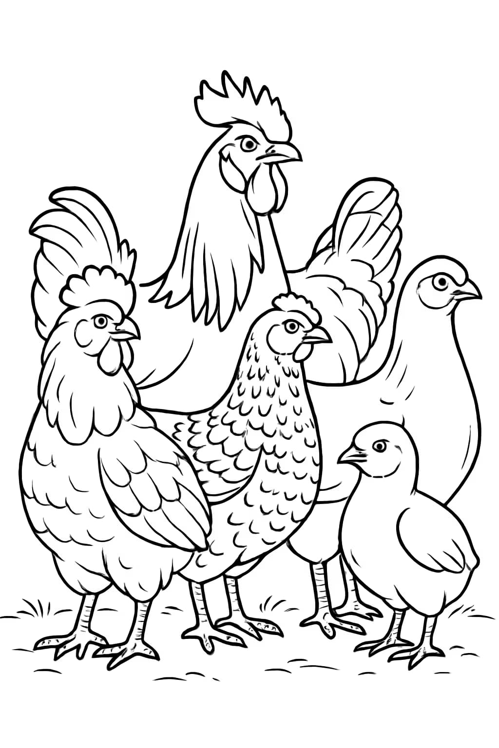 Chicken Coloring Pages – Chicken Breed Variety Coloring Page