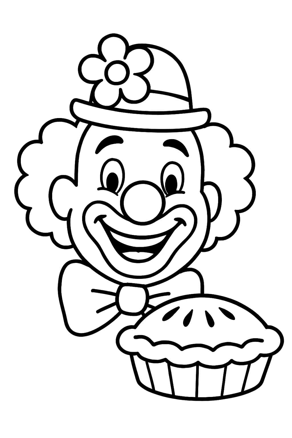 小丑涂色页|適合幼兒的簡單小丑臉投派畫紙