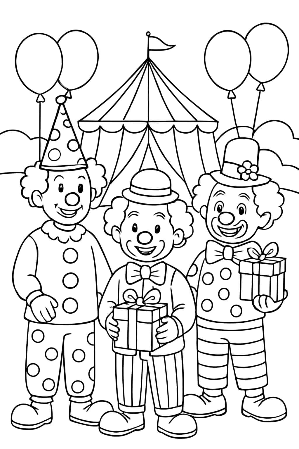 小丑家庭組合涂色頁