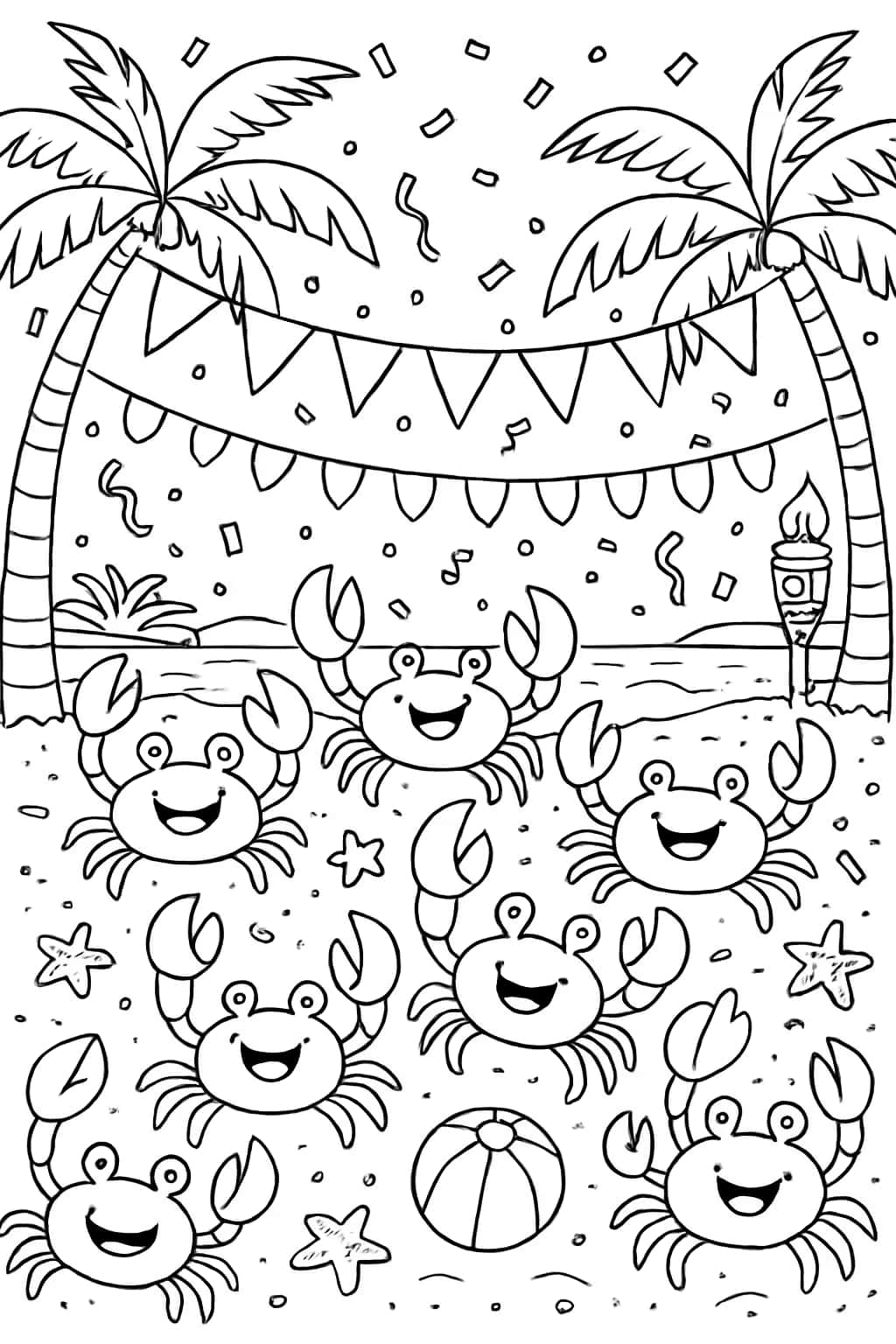 Páginas para colorear de cangrejos - Escena del festival
