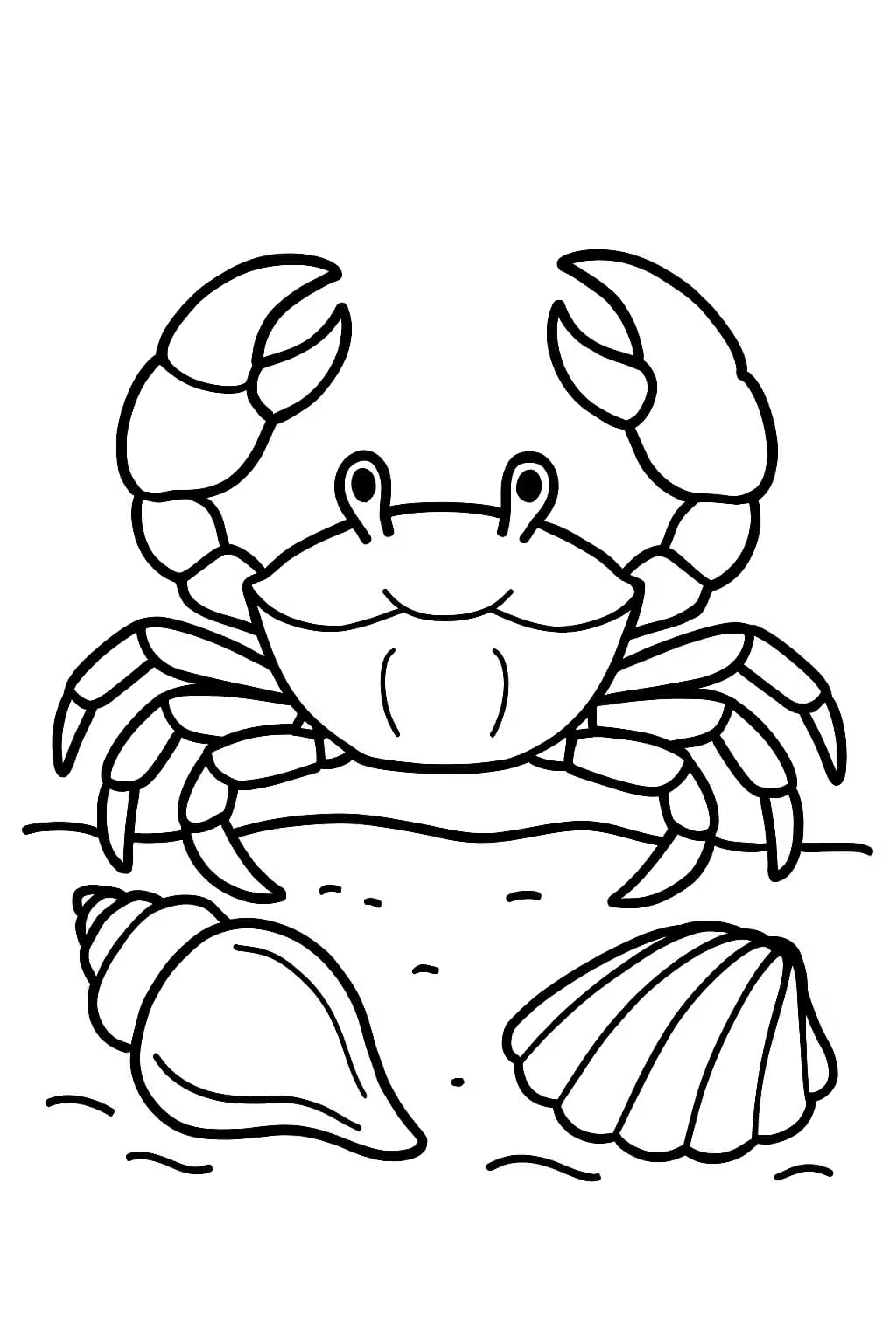 Páginas para colorear de cangrejos: cangrejo sencillo en la playa