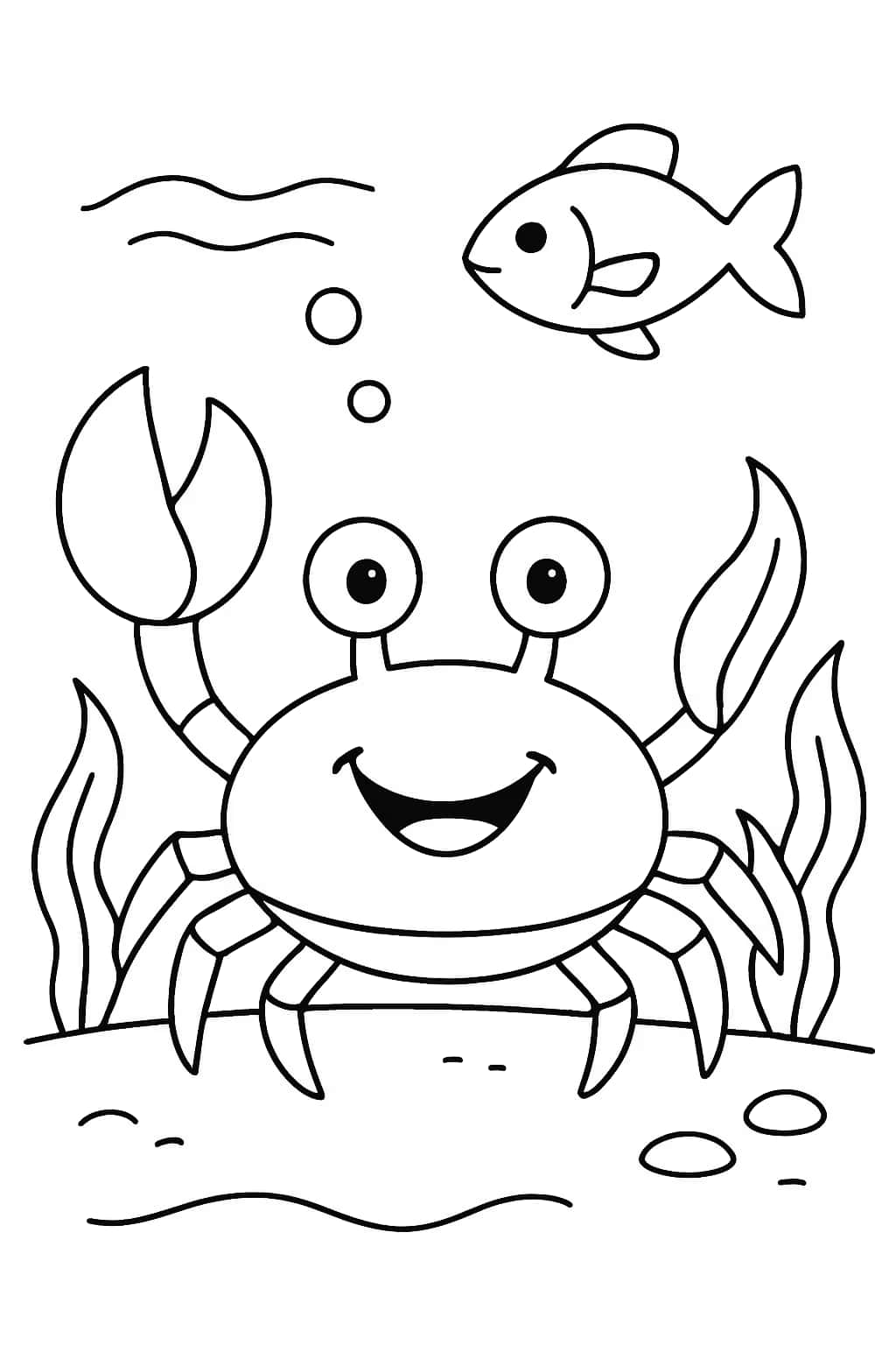 Páginas para colorear de cangrejos y sus amigos bajo el agua