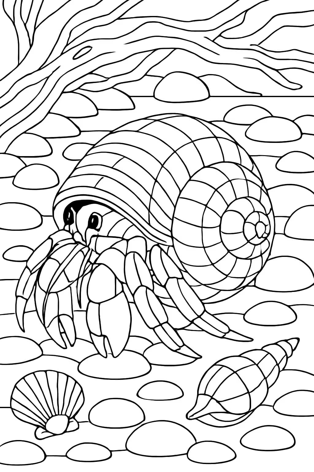 Crab Coloring Pages – Hermit Crab in Shell Home Coloring Page