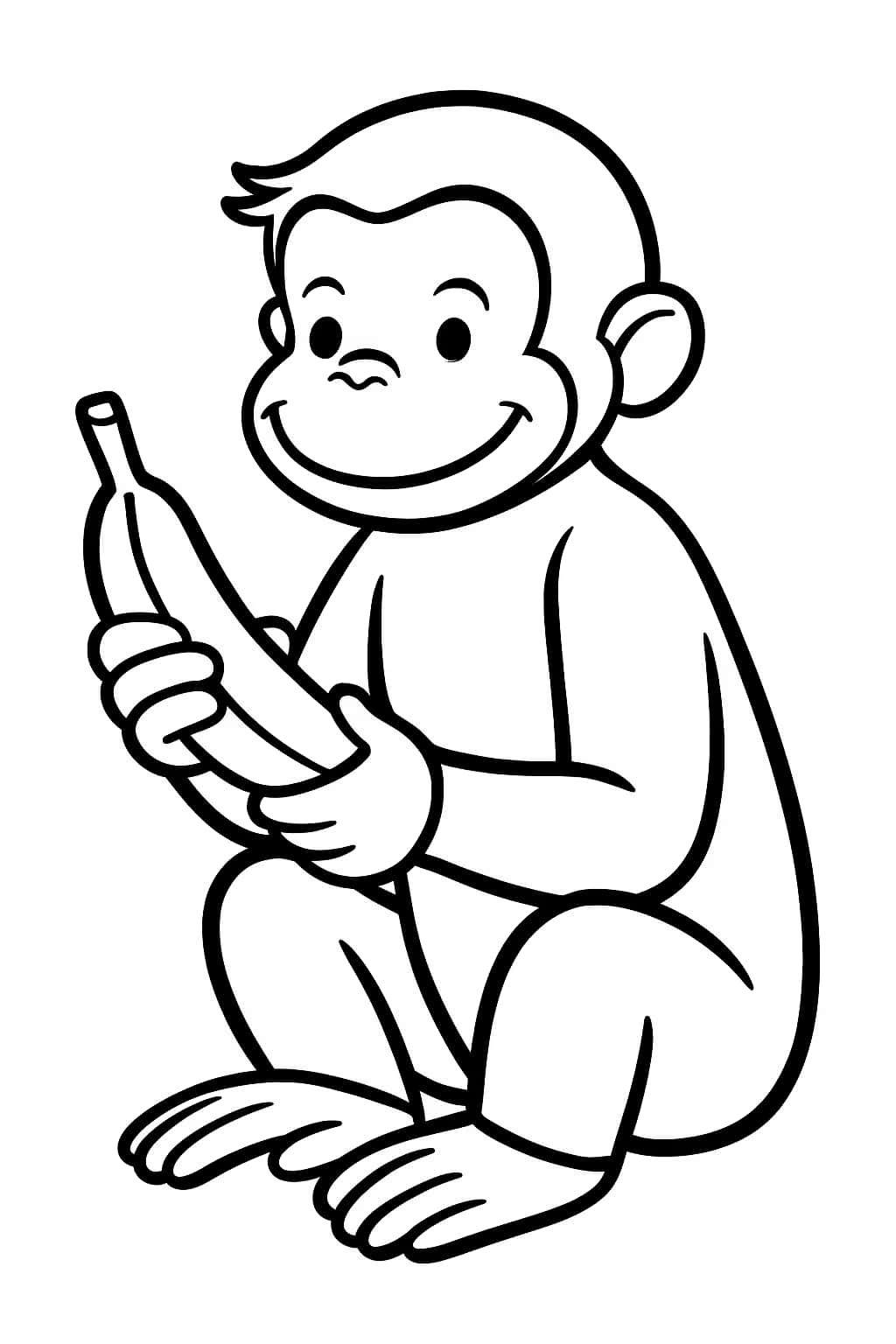 Curious George Coloring Pages - Simple Banana Coloring Sheet for Toddlers