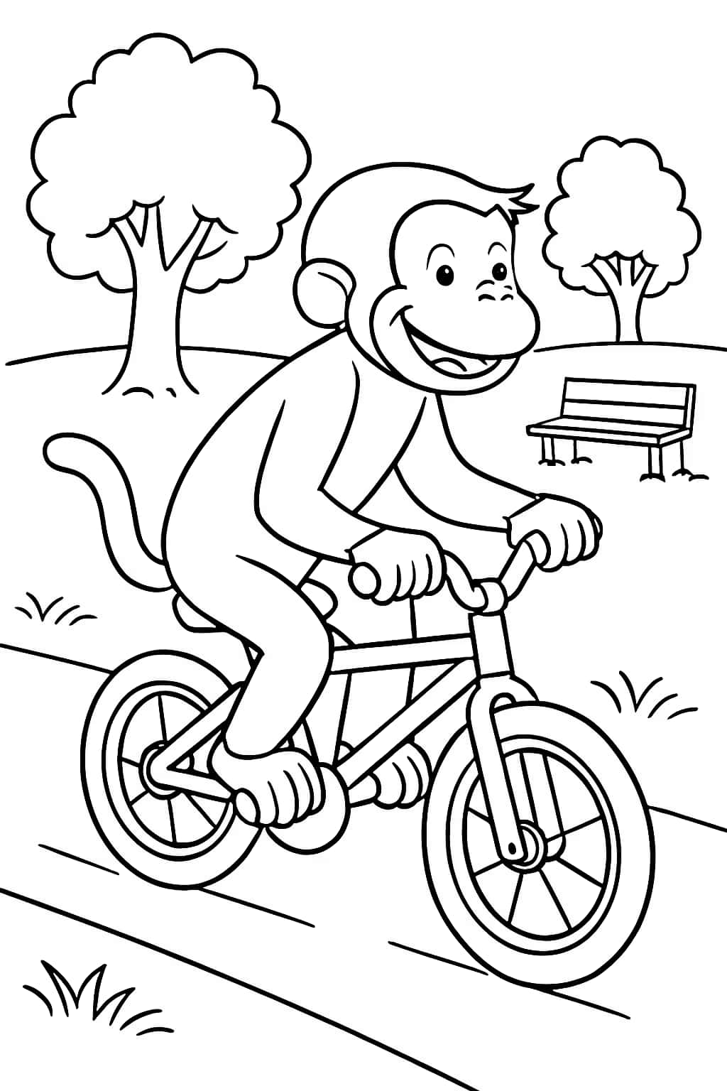 Curious George Coloring Pages - Bike Ride Fun for Kids