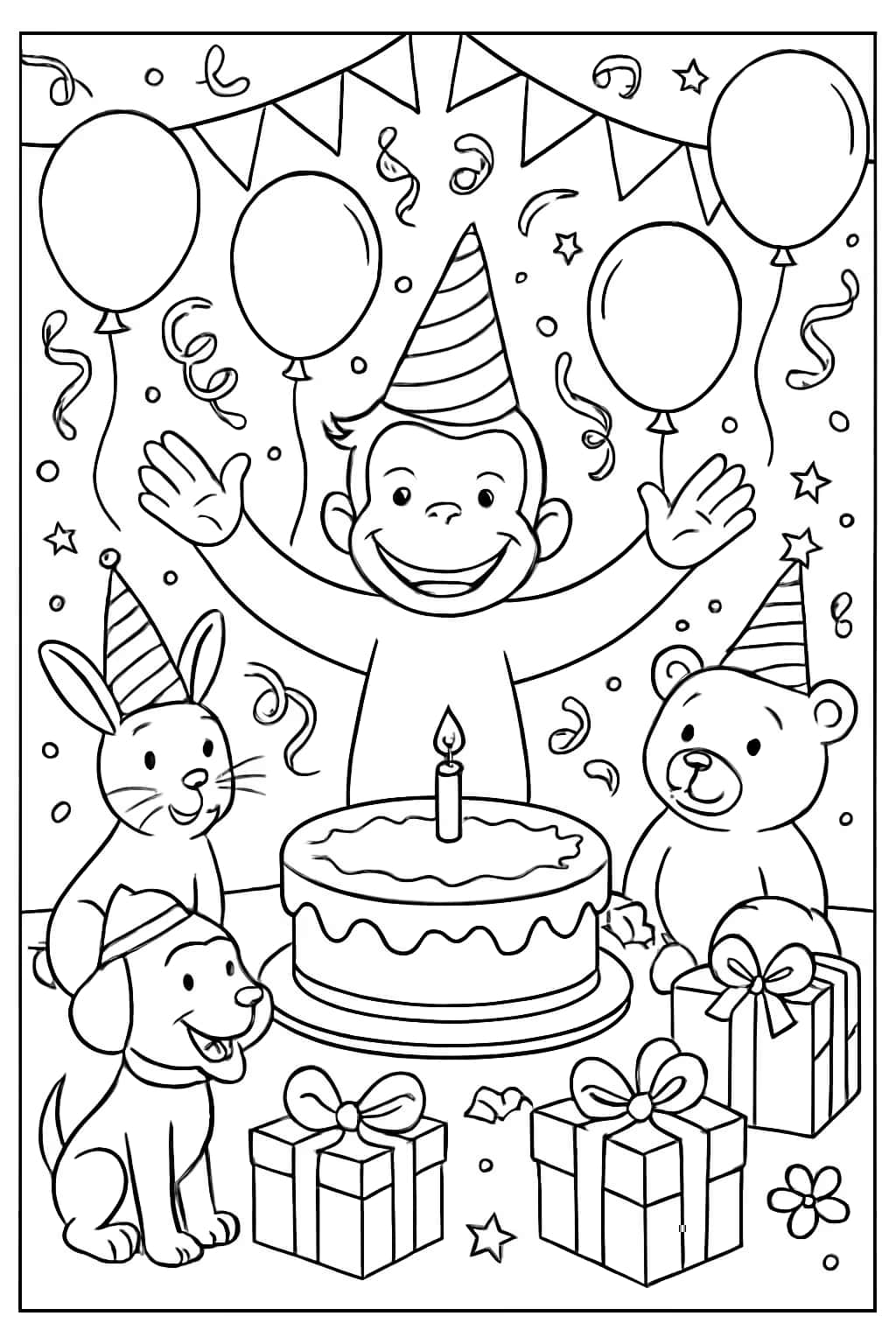 Curious George Coloring Pages - Birthday Party Printable