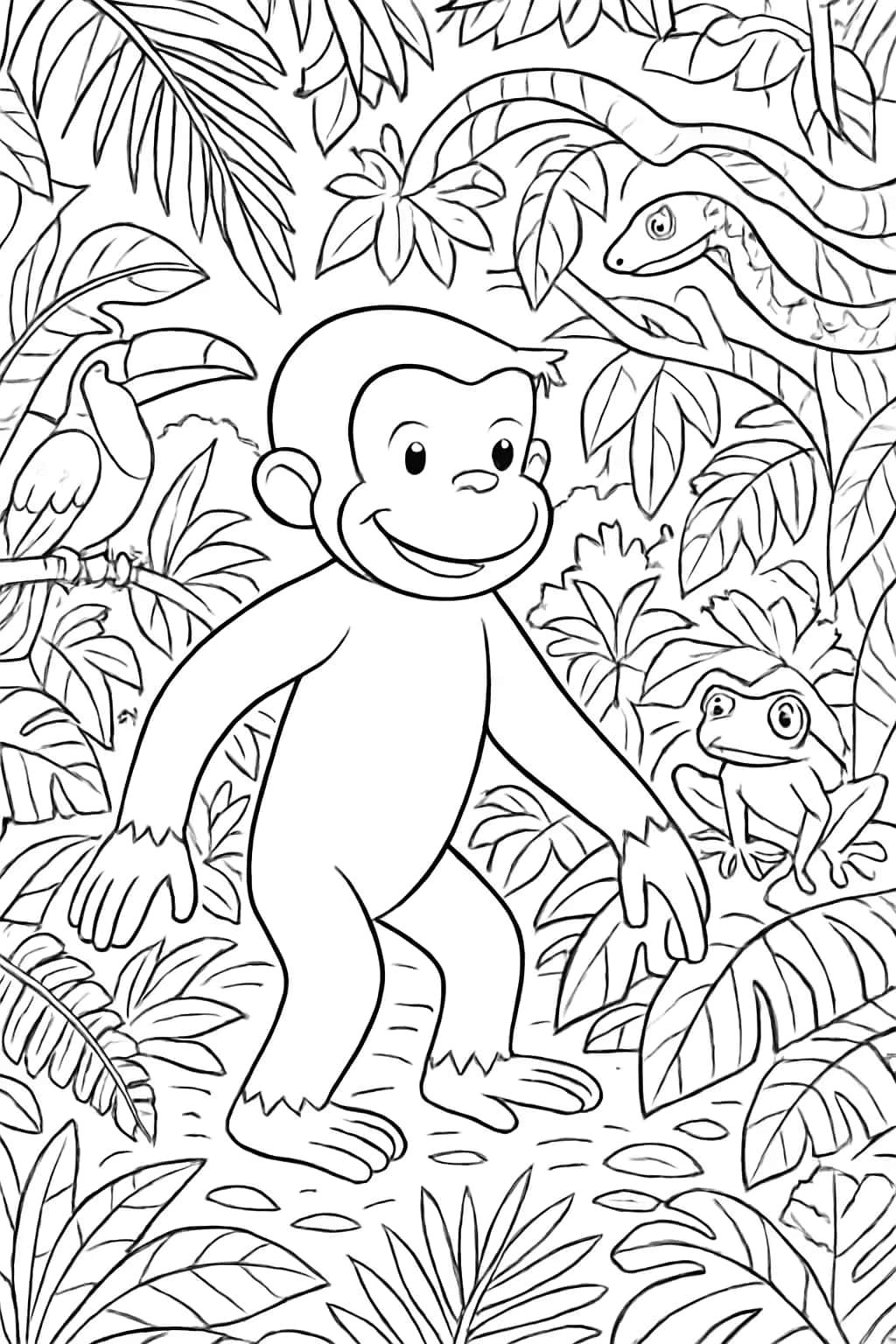 Curious George Coloring Pages - Jungle Exploration