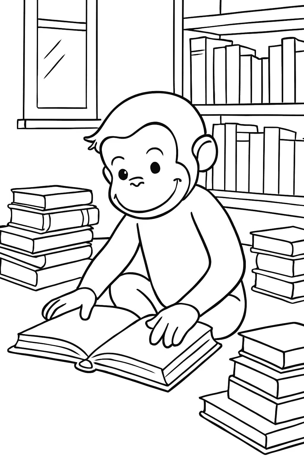 Curious George Coloring Pages – Reading Books Printable for Teens