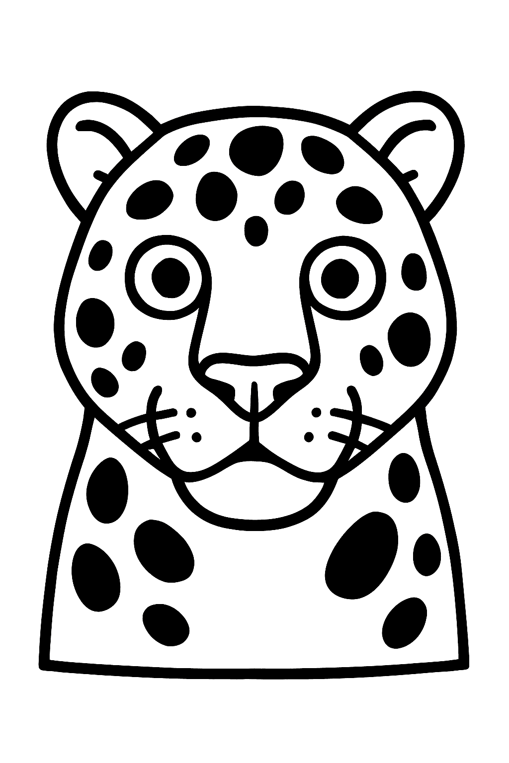 Leopard Coloring Pages - Simple Leopard Face Coloring Page