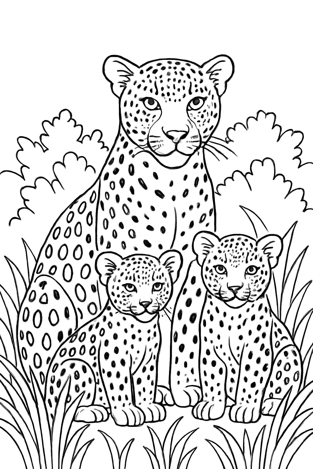 Leopard Coloring Pages - Leopard Family in the Wild