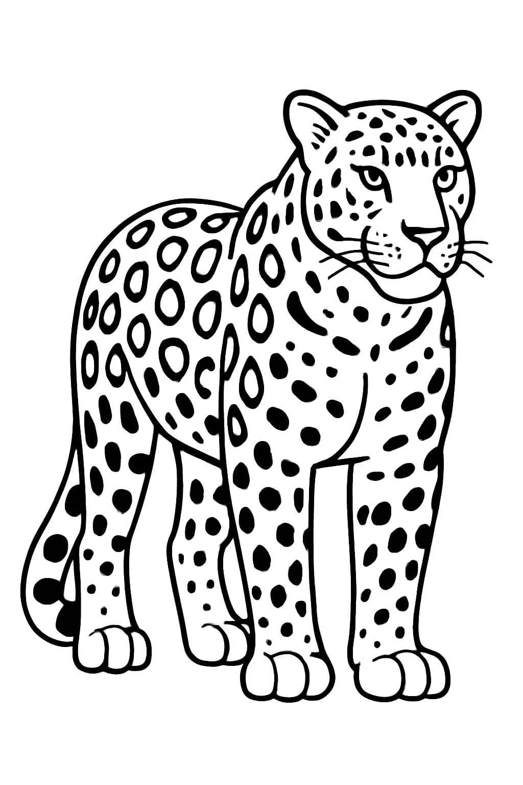 Leopard Coloring Pages – Easy Standing Leopard Coloring Sheet