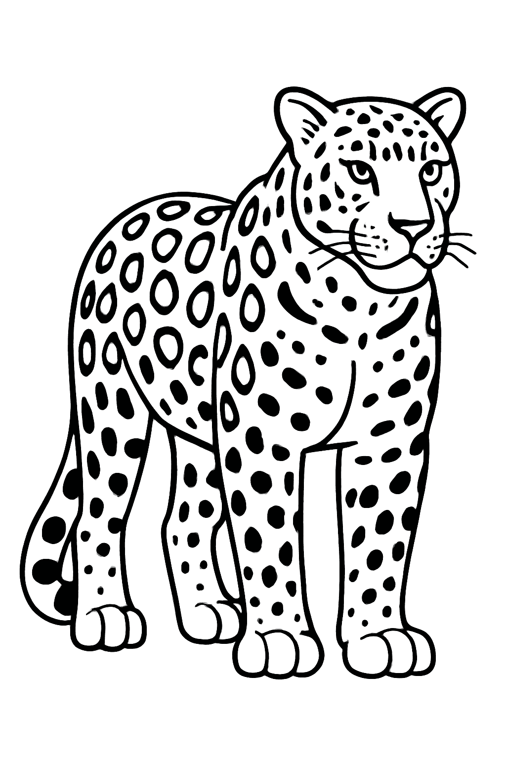 Leopard Coloring Pages - Easy Standing Leopard Coloring Sheet