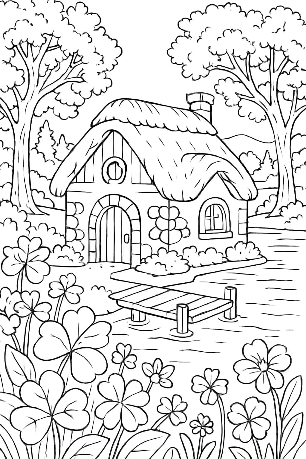 Leprechaun Coloring Pages - Leprechaun Cottage by the Lake