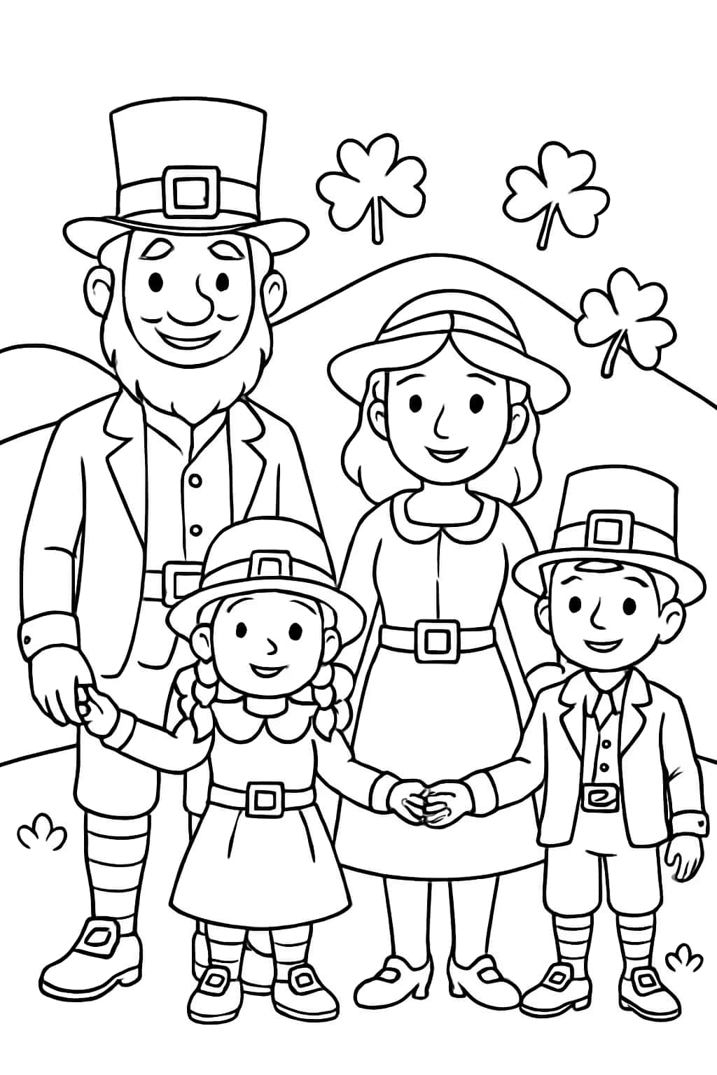 Leprechaun Coloring Pages - Family Portrait Printable for All Ages