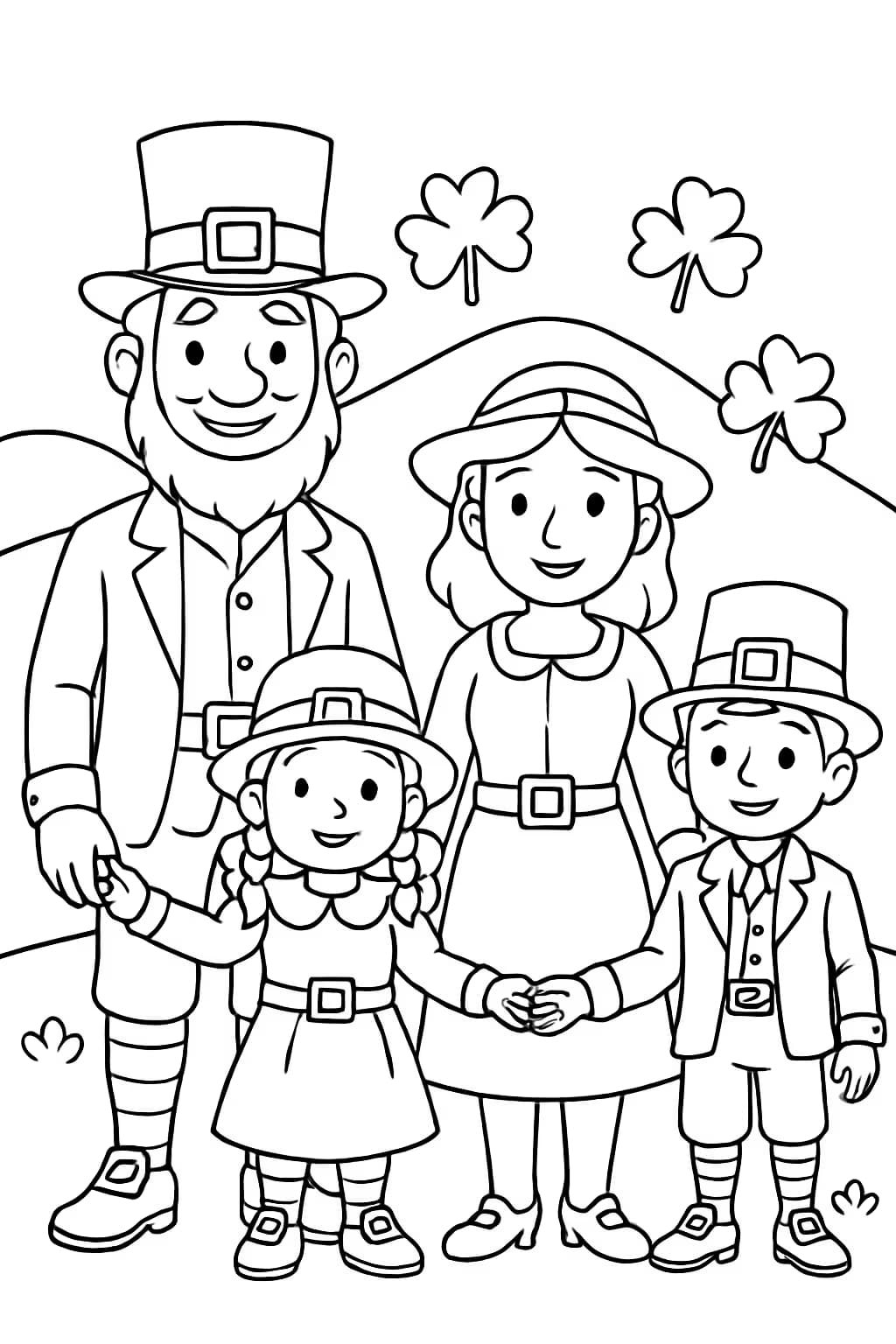 Leprechaun Coloring Pages – Family Portrait Printable for All Ages