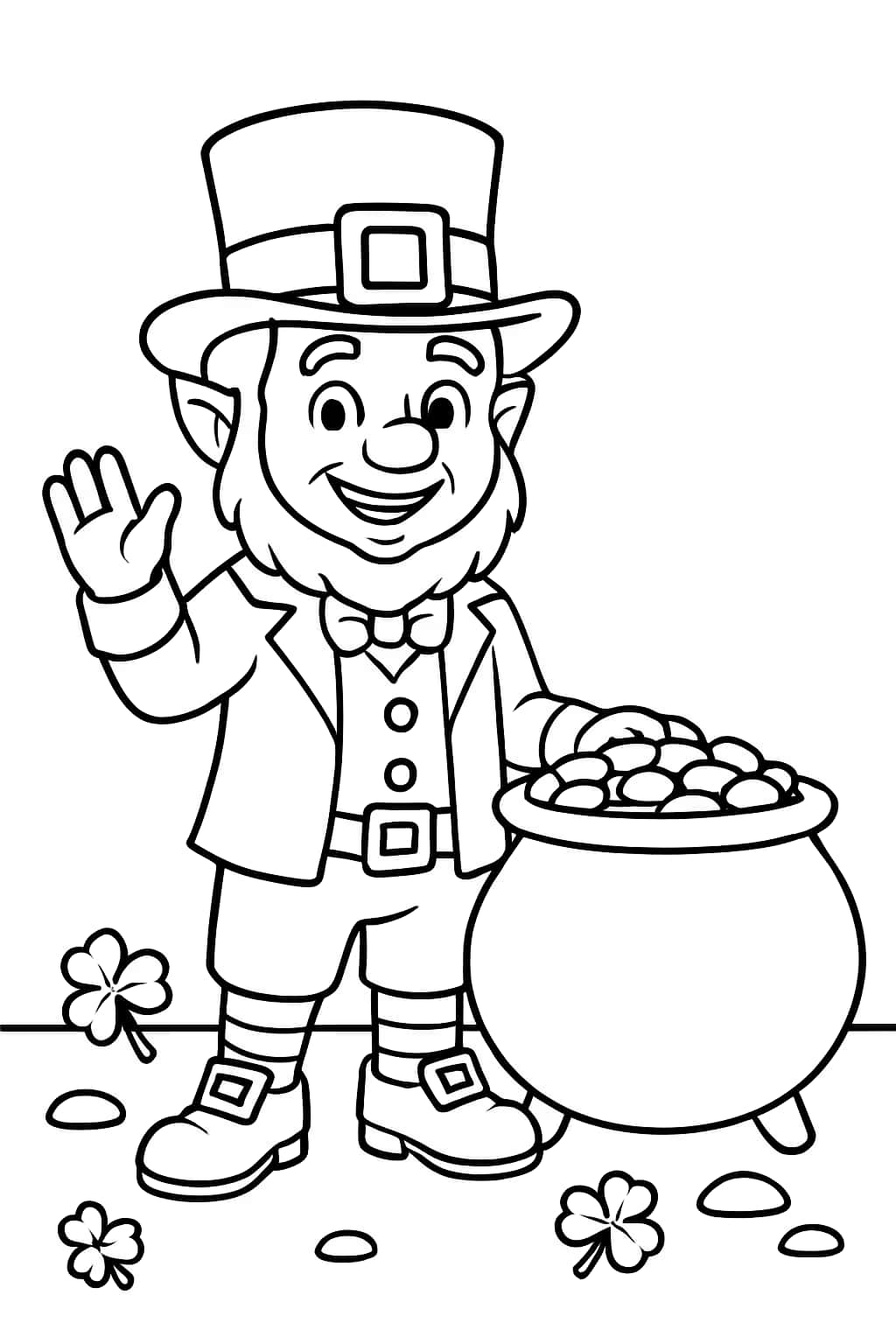 Leprechaun Coloring Pages - Leprechaun with Pot of Gold