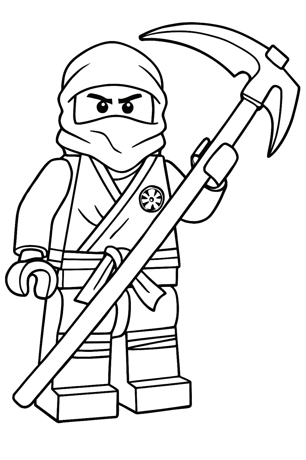 Ninjago Coloring Pages - Cole with Scythe Easy Printable for Toddlers