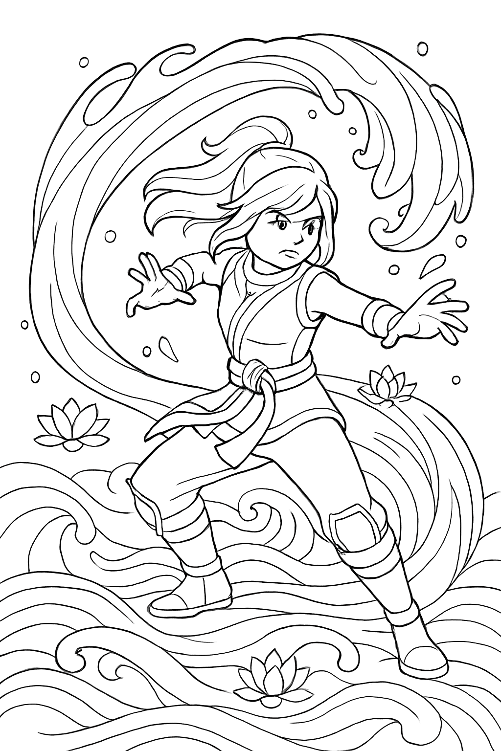 Ninjago Coloring Pages - Nya Water Scene