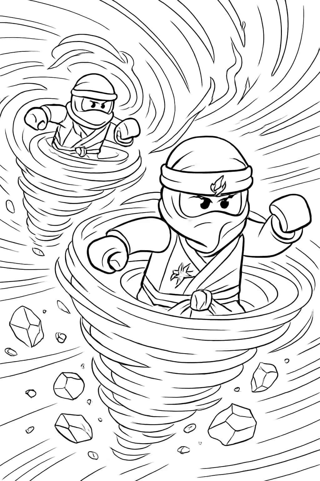 Ninjagoぬりえページ|スピン術アクションシーン