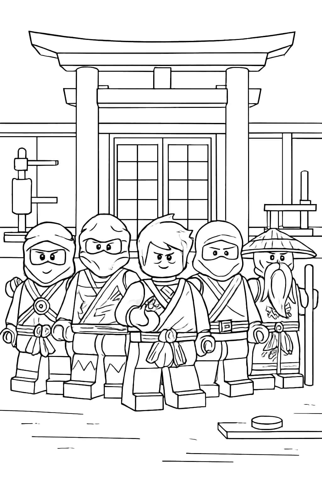 NINJAGO(ニンジャゴー)ぬりえページ|チーム集合ポーズ