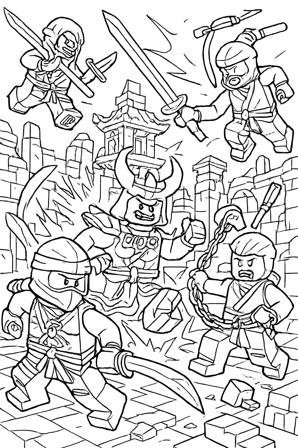 Ninjago Coloring Pages - Epic Villains Battle Printable Art