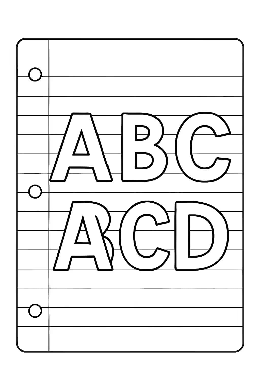 Notebook Paper Coloring Pages with Alphabet Letters