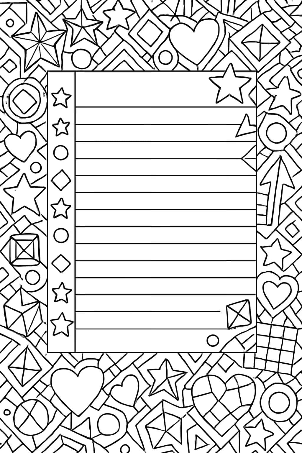 Notebook Paper Coloring Pages - Doodle-Filled Printable Sheets for Adults