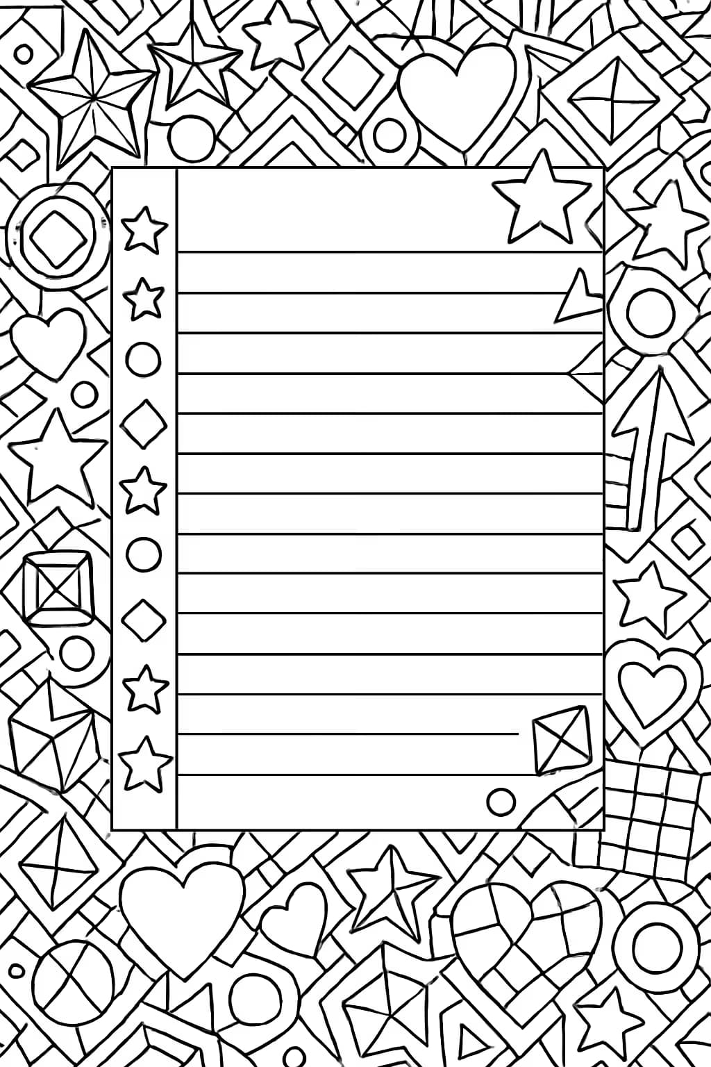 Notebook Paper Coloring Pages – Doodle-Filled Printable Sheets for Adults