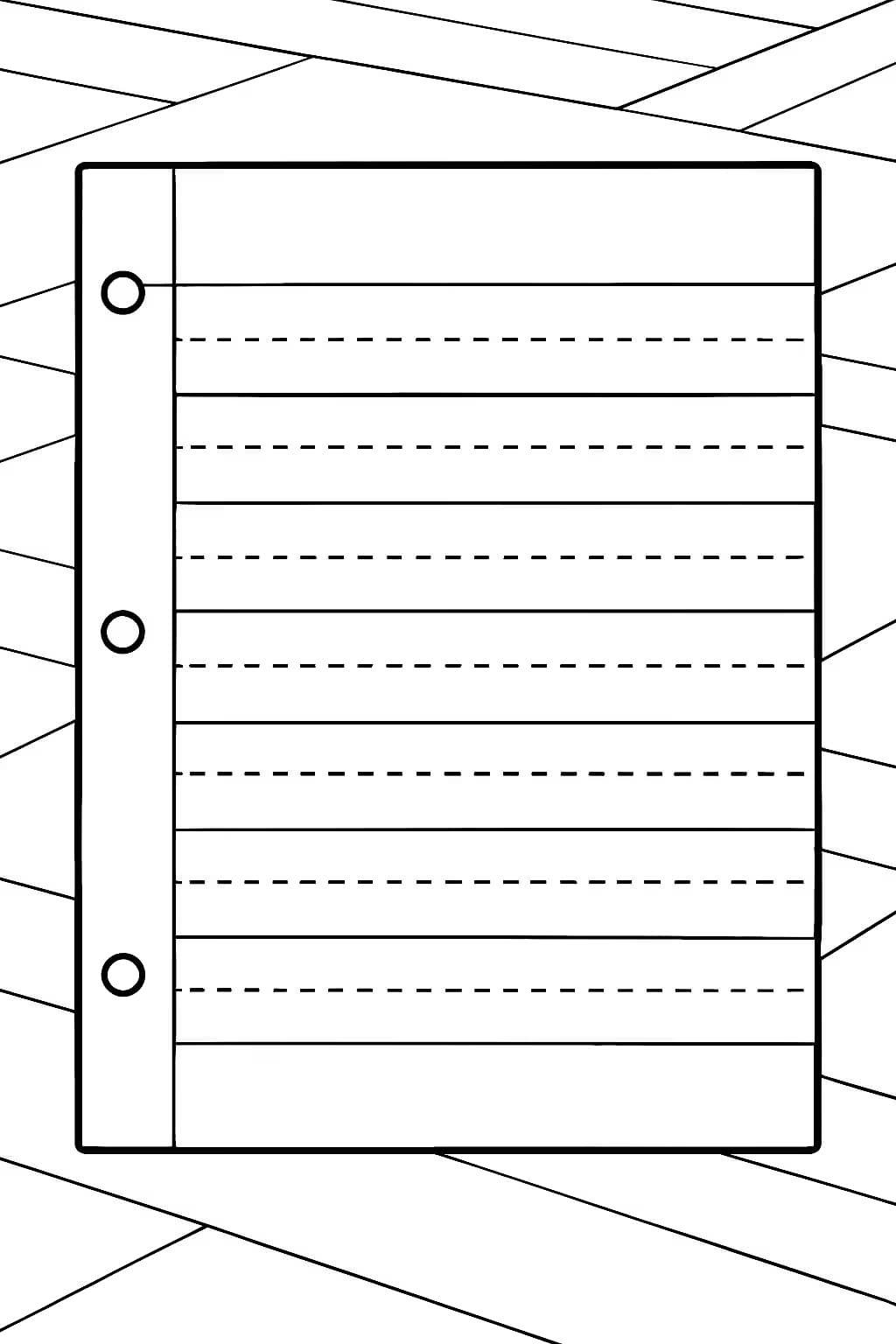Notebook Paper Coloring Pages – Printable Handwriting Practice Sheet for Teens