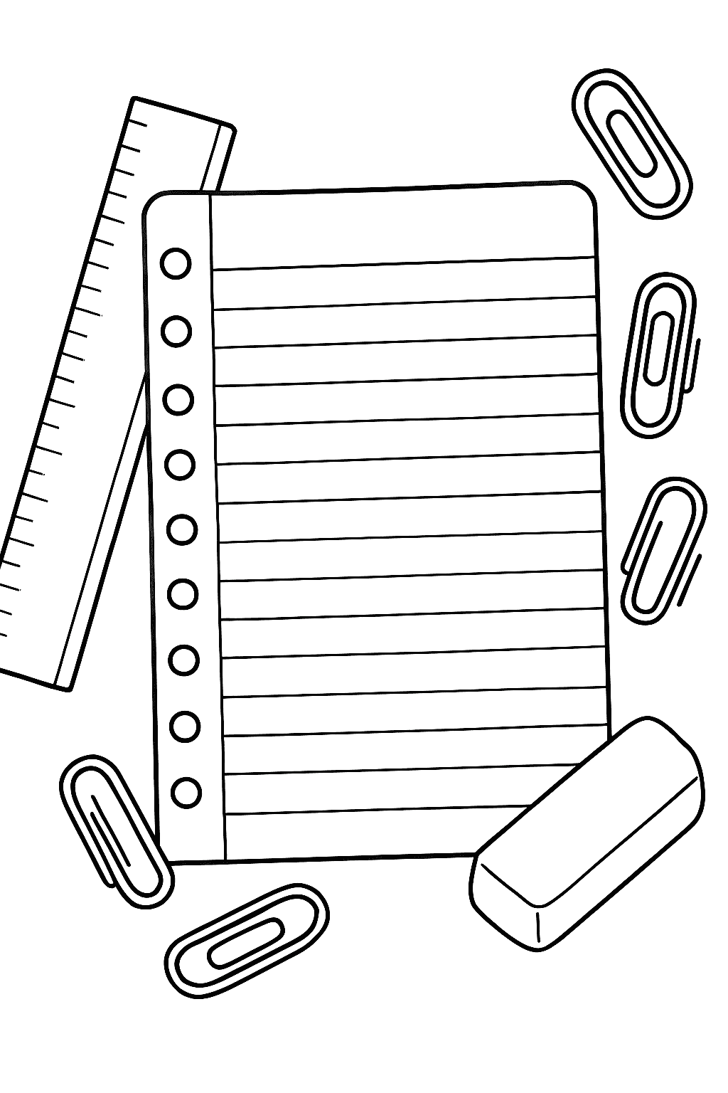 Notebook Paper Coloring Pages - Printable School Supplies Coloring Sheets