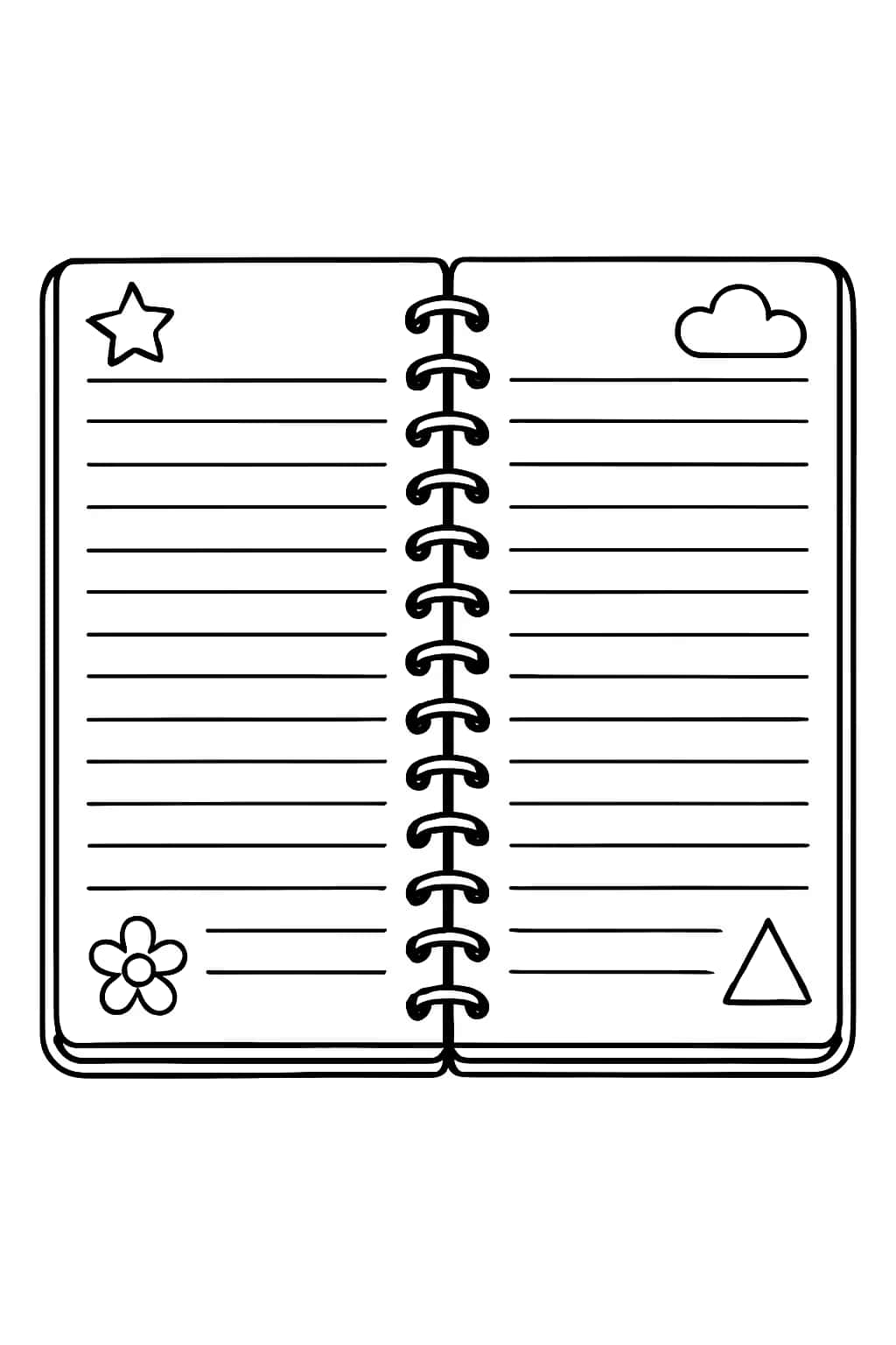 Notebook Paper Coloring Pages - Open Notebook Double Page