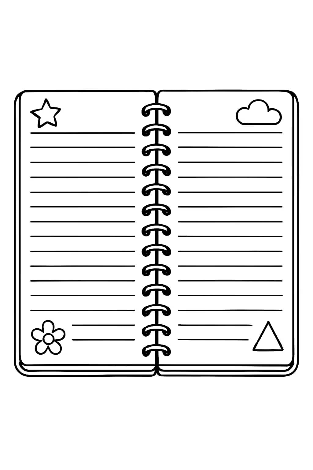 Notebook Paper Coloring Pages – Open Notebook Double Page